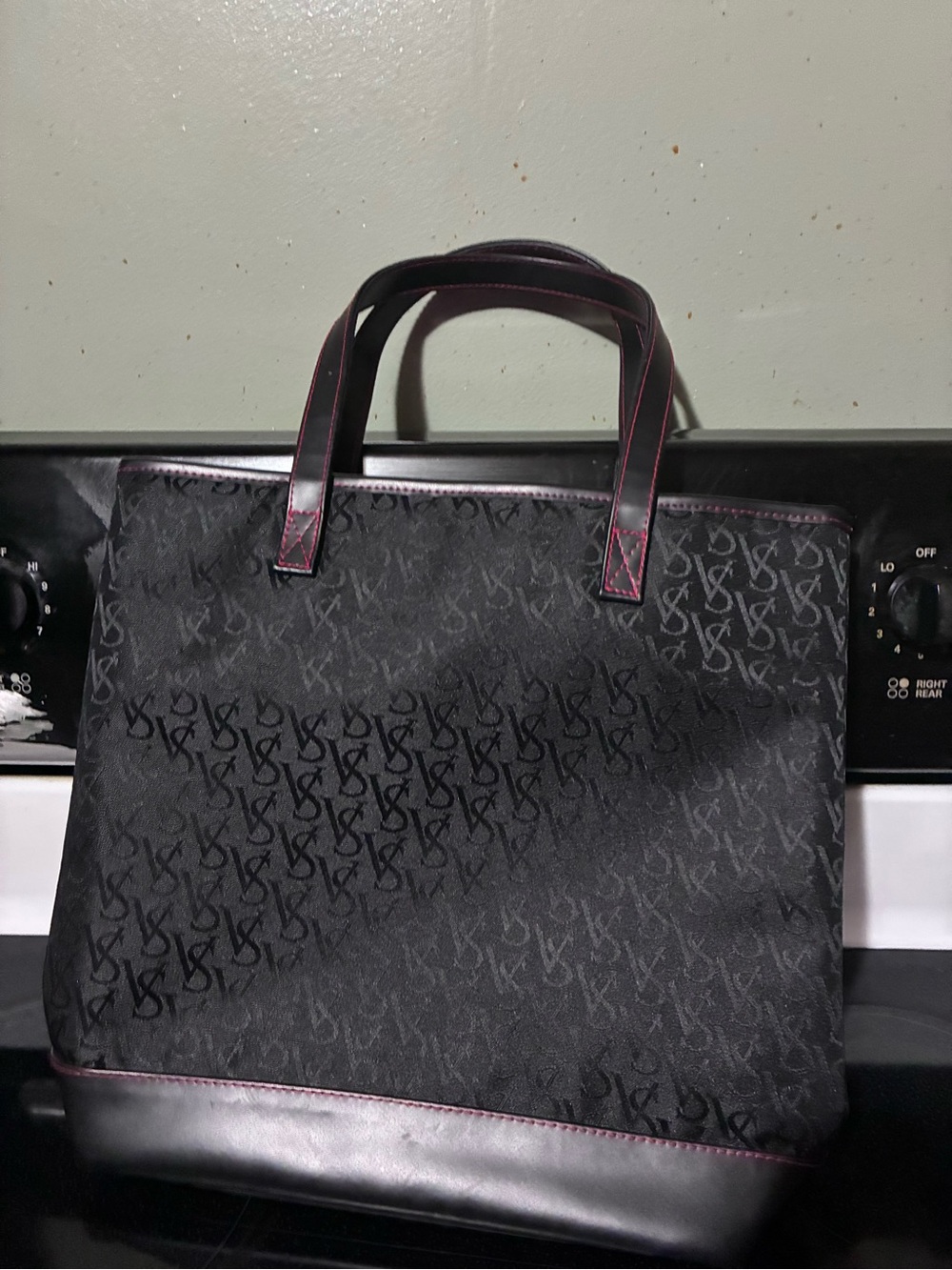 Victoria's Secret Black Tote with Dark Burgundy Trim